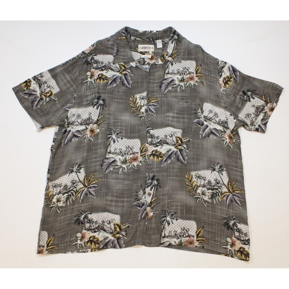 Campia Moda Hawaiian Floral Palm Trees Shirt Men's Size XXL Multicolor‎ Pocket